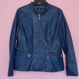 ALFANI Pleather Zip-Front Jacket/ S.